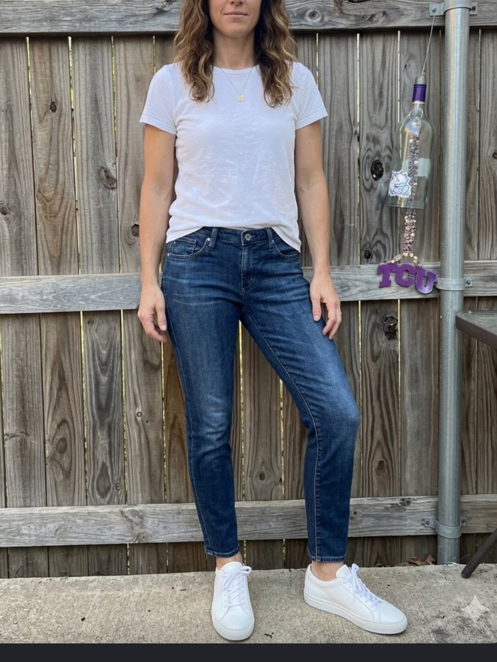 AG Adriano Goldschmied Dark Blue Stevie slim straight ankle jeans